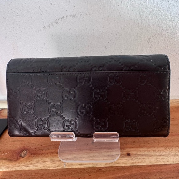 Gucci Dark Brown Embossed Leather Clutch - Picture 2 of 9
